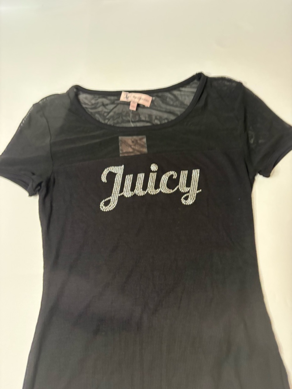 Juicy Couture Black Tee with Crystal 'Juicy' Script